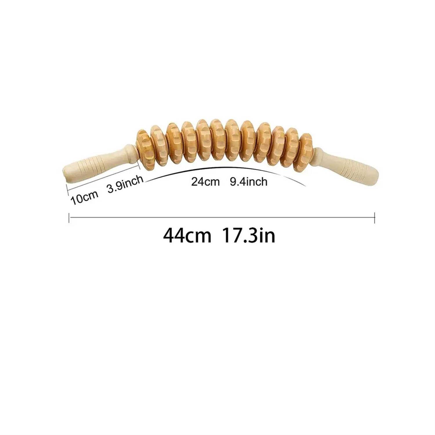 Solid Wood Roller Bend Beech Twelve Wheel Massage Stick - Push Back Belly/back/leg Manual Roller For Body Muscle Relaxation Massage - Image 6