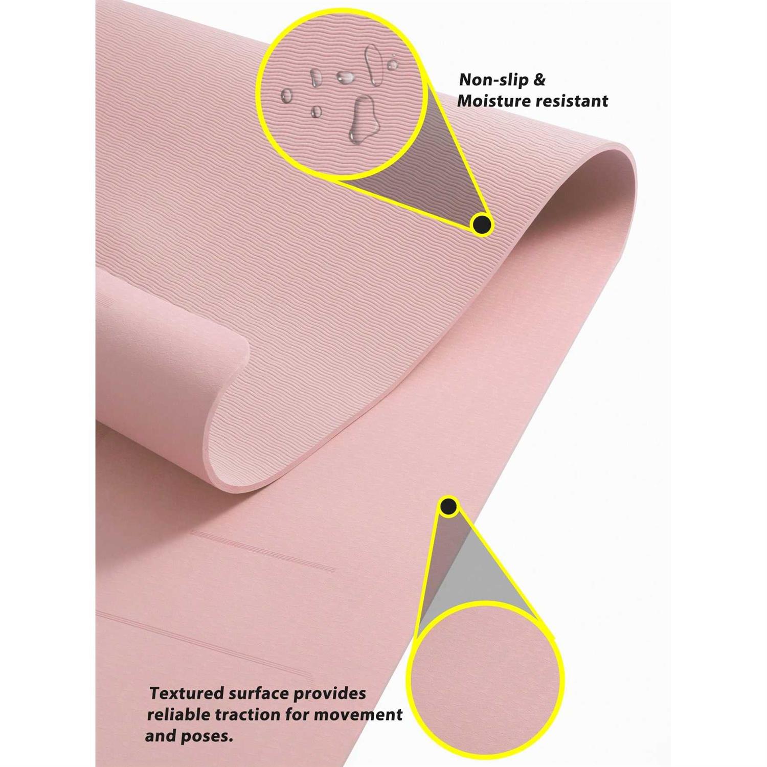 4mm Foldable Yoga Mat, Pink Non-Slip Convenient Pilates Exercise Fitness Pad - Image 3