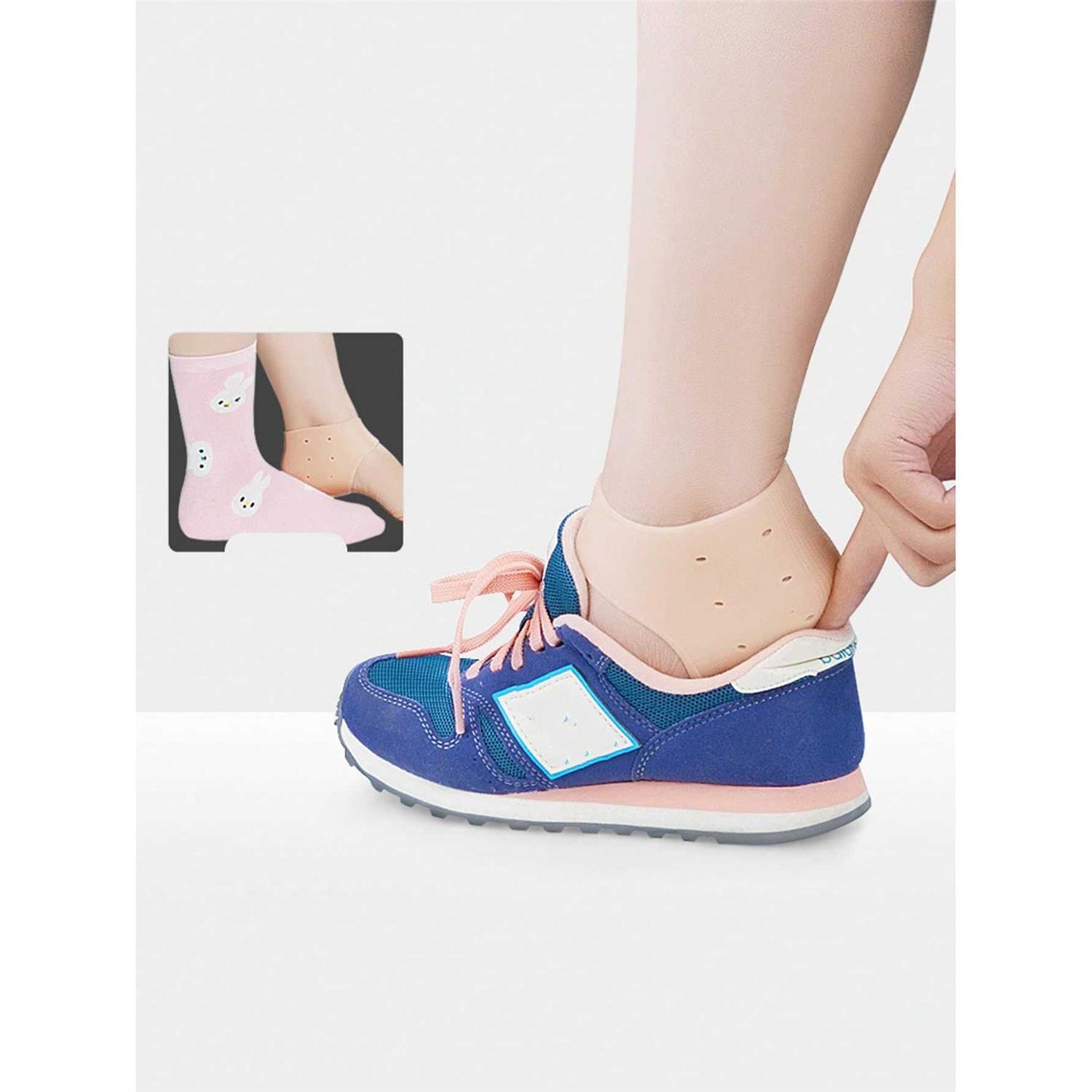 2pcs Silicone Heel Protectors, Elastic Heel Guards With Compression For Men & Women, Moisture Wicking & Deodorizing Ankle Straps, Foot Arch Support Wraps To Prevent Cracking And Injury - Image 5