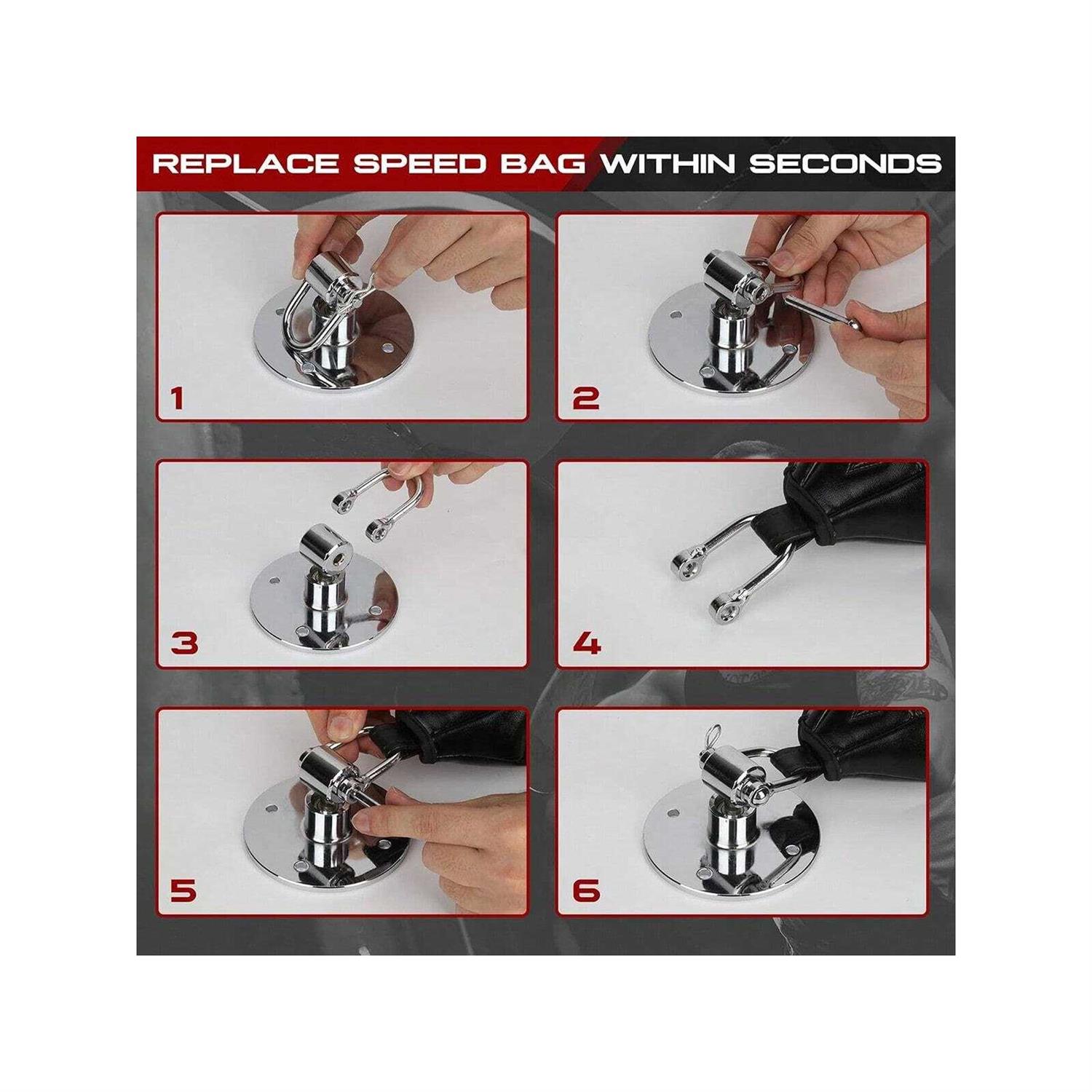 Speed Bag Swivels - Stainless Steel Speedbag Swivel - Boxing Swivel With 360° Ball Bearing - Complete Speed Bag Mount Hardware Kit - Easy Setup On Hanging Punching Speed Bag Platform Stand - Image 3