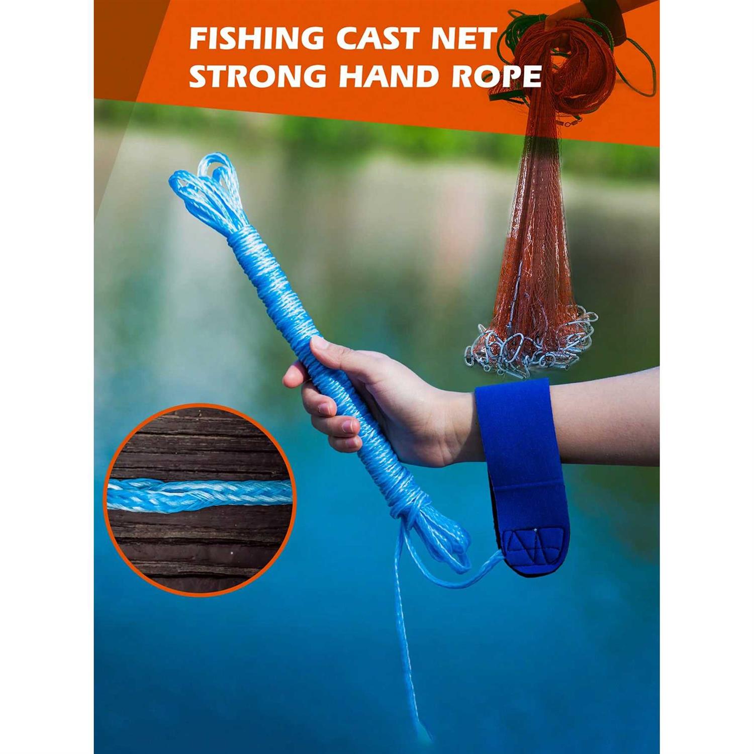 1pc Casting Net Throwing Fishing Cast Net with Heavy Duty Zinc Sinker Weights for Bait Trap Fish Tire Line Mesh Throw Casting Net 4-6ft Radius/7.8-11.6ft Diameter - Image 8
