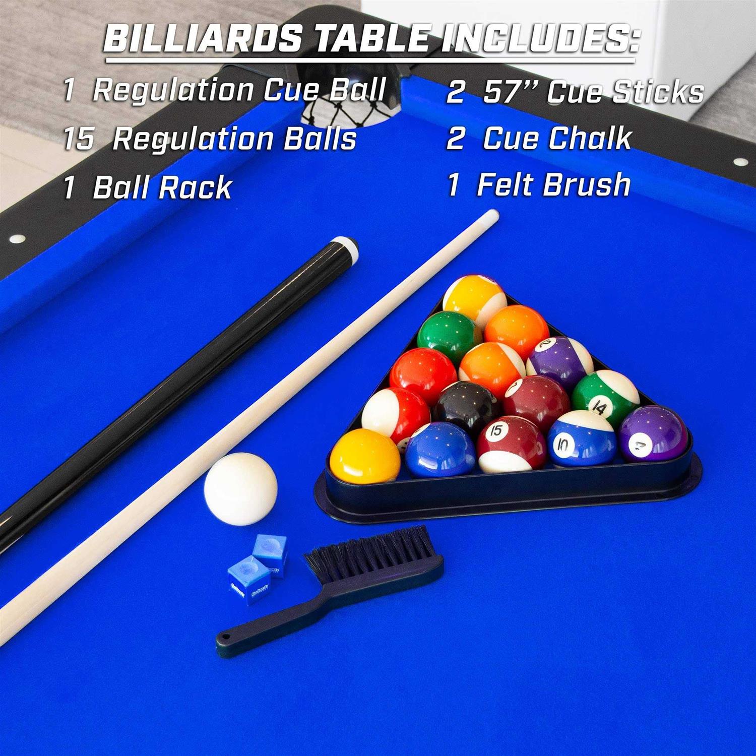 GoSports Billiards Table Portable Pool Table Includes Full Set of Balls 2 Cue Sticks Chalk and Felt Brush - Image 5