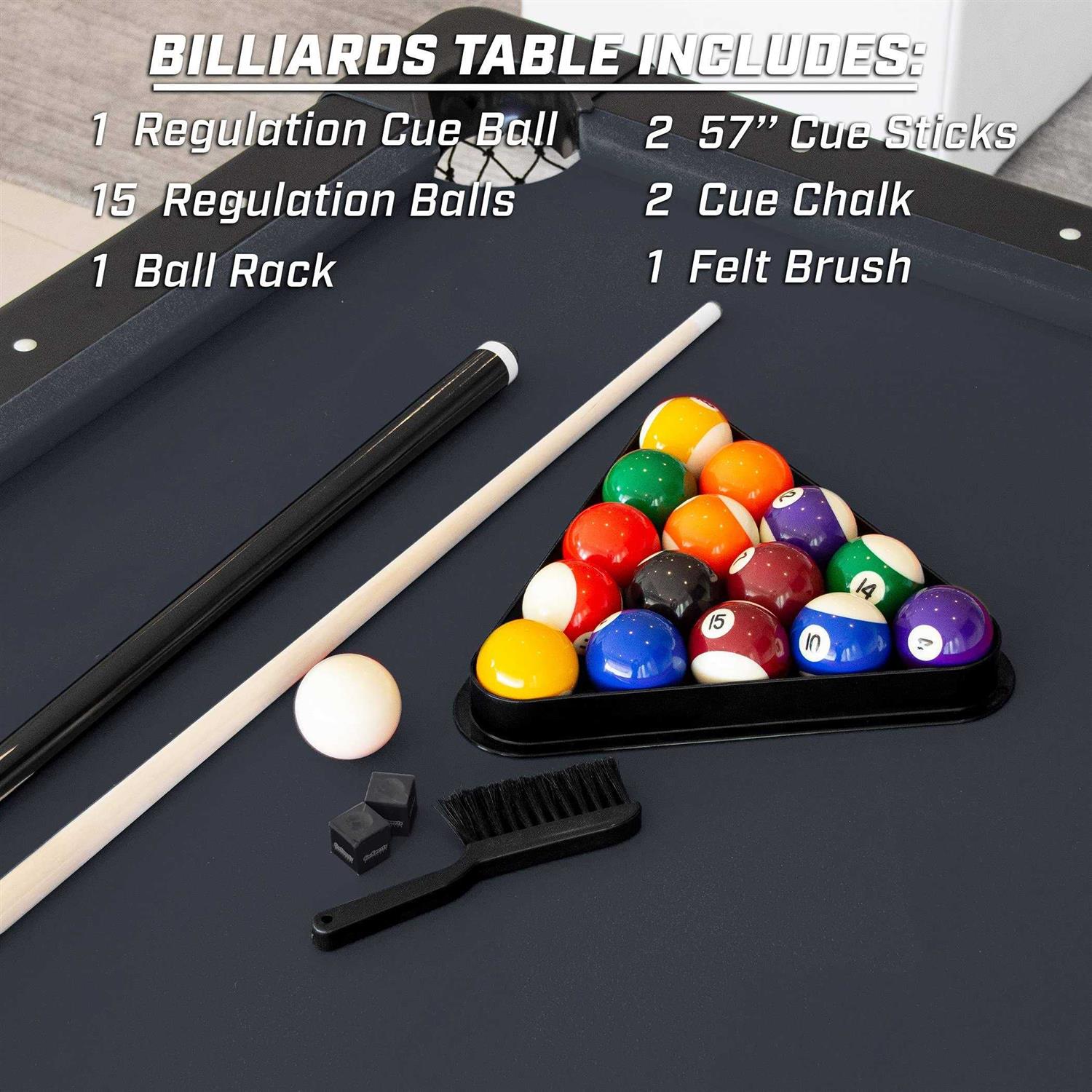 GoSports Billiards Table Portable Pool Table Includes Full Set of Balls 2 Cue Sticks Chalk and Felt Brush - Image 3