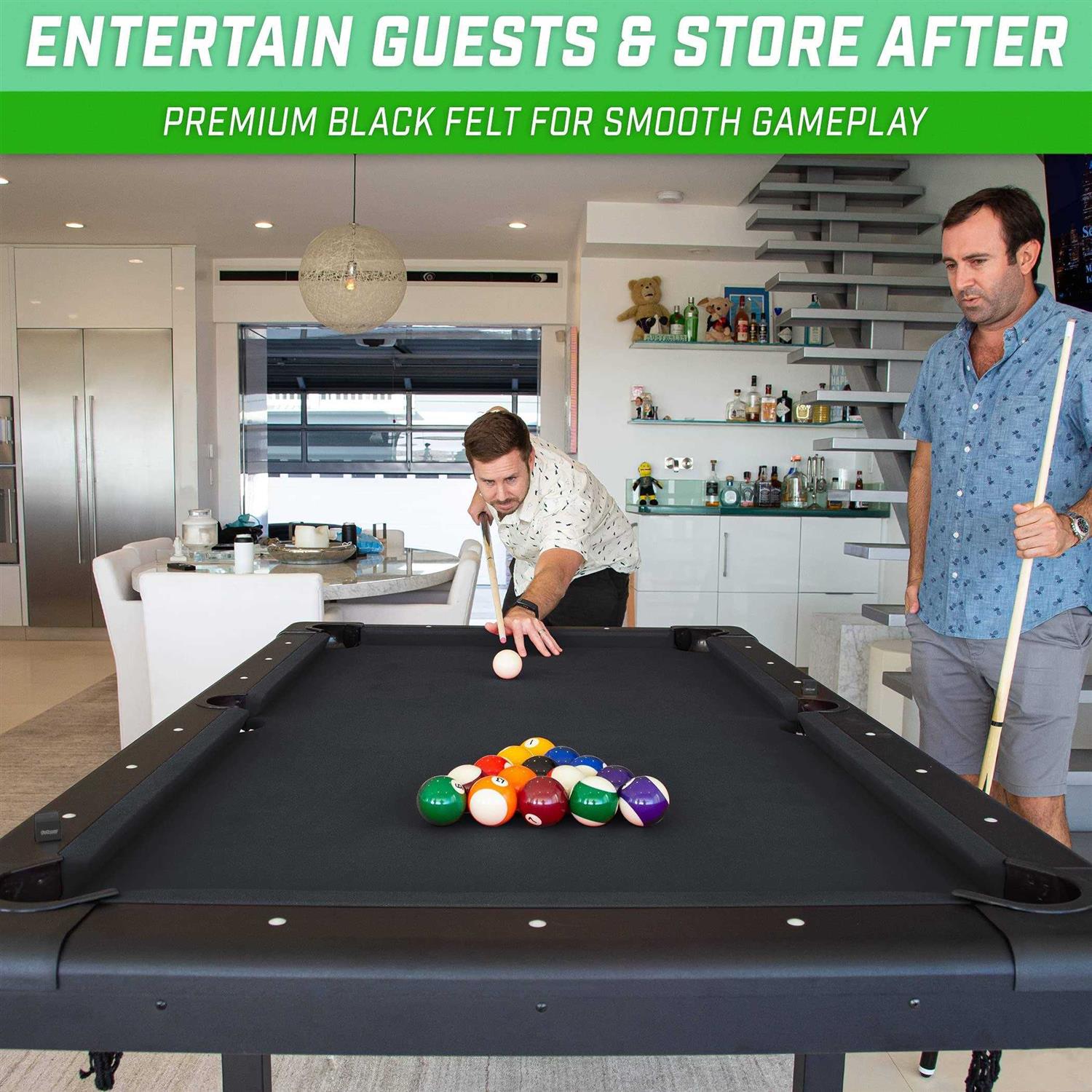 GoSports Billiards Table Portable Pool Table Includes Full Set of Balls 2 Cue Sticks Chalk and Felt Brush - Image 4