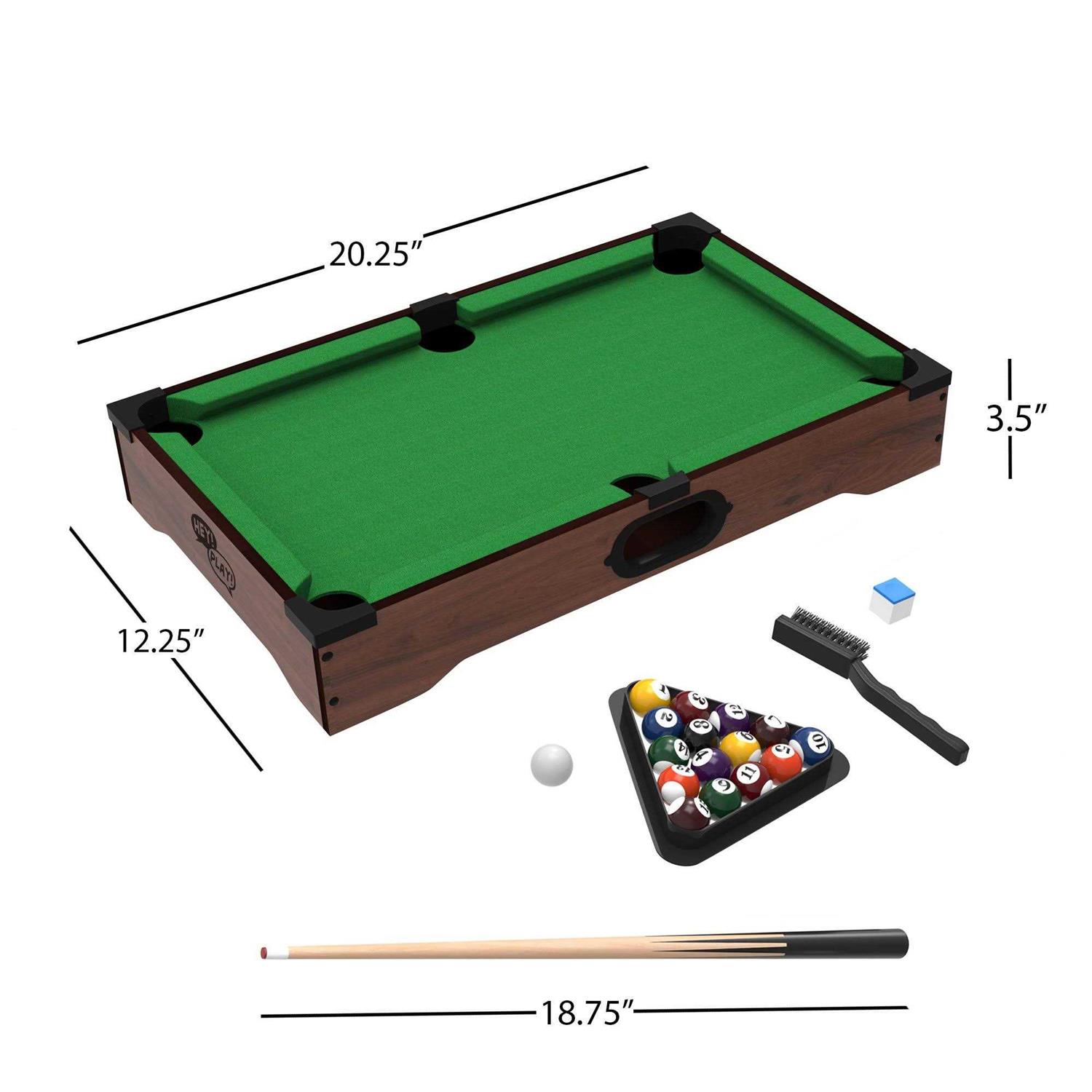 Hey! Play! Mini Tabletop Pool Set Billiards Game Includes Game Balls, Sticks, Chalk, Brush and Triangle-Portable and Fun for The Whole Family - Image 3