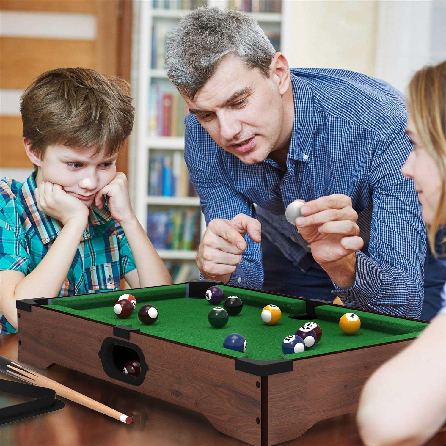 Hey! Play! Mini Tabletop Pool Set Billiards Game Includes Game Balls, Sticks, Chalk, Brush and Triangle-Portable and Fun for The Whole Family - Image 4