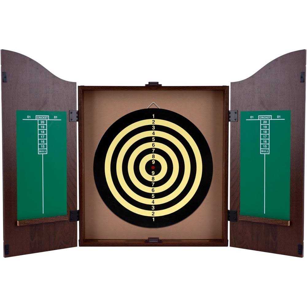 Trademark Games Walnut Dartboard Cabinet Set - Image 3