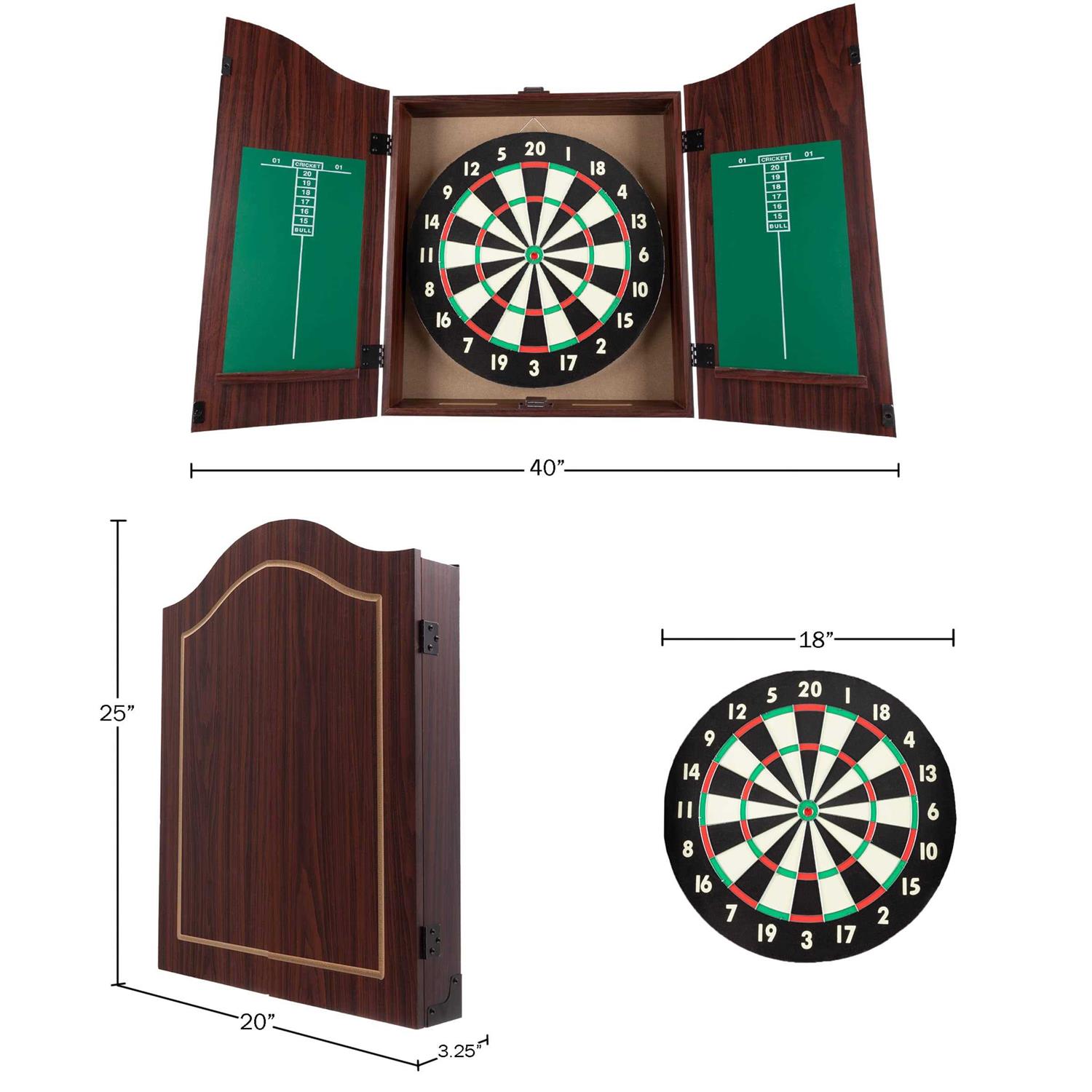 Trademark Games Walnut Dartboard Cabinet Set - Image 4