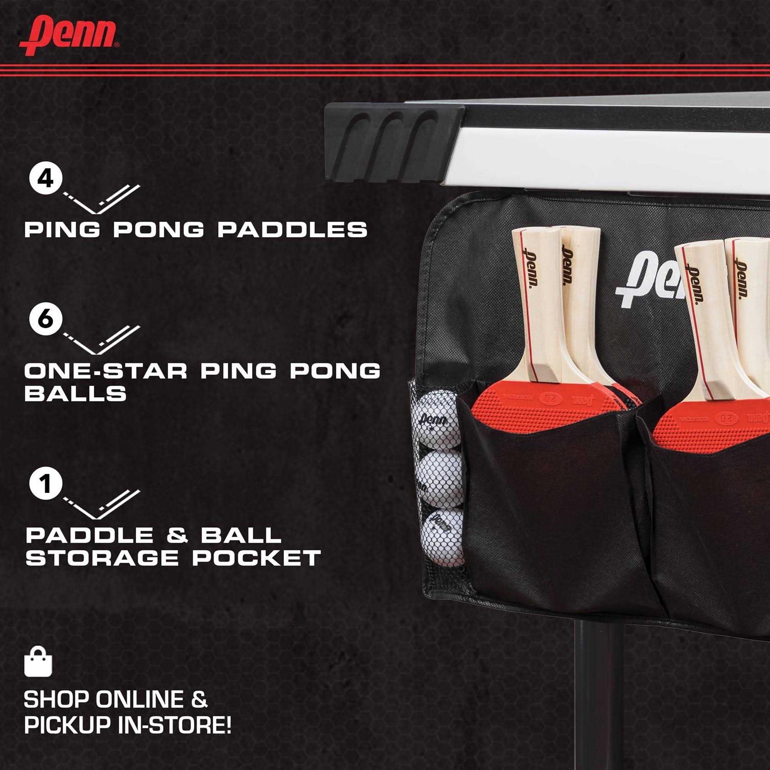 Penn Table Tennis Accessory Set 4 Ping Pong Paddles, 6 Balls and Storage Pocket - Image 5