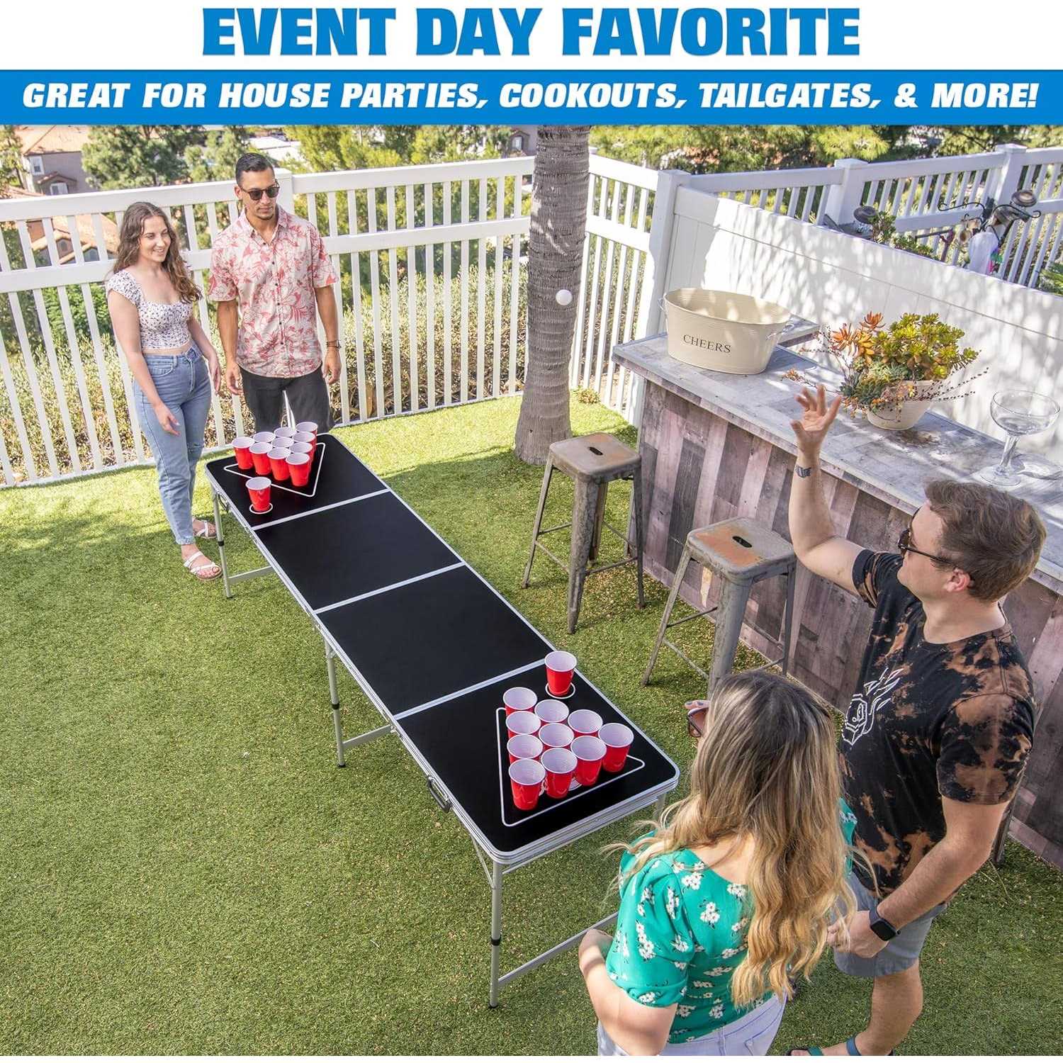 GoPong 8-Foot Portable Folding Beer Pong / Flip Cup Table - Image 5