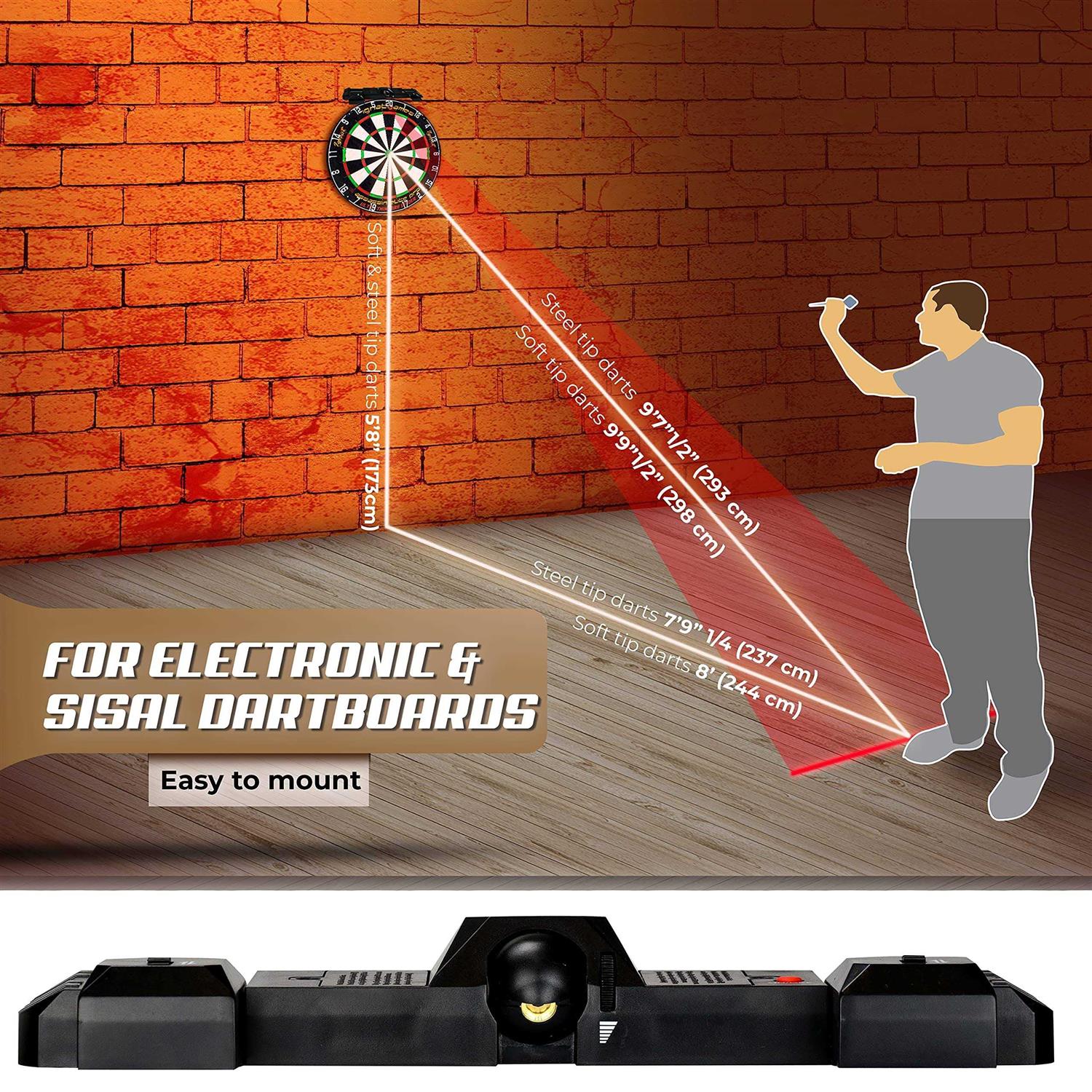 IgnatGames Laser Toe Line Marker 2 in 1 Adjustable Laser Throw Line and LED Lights for Bristle or Electronic Dart Board - Image 3