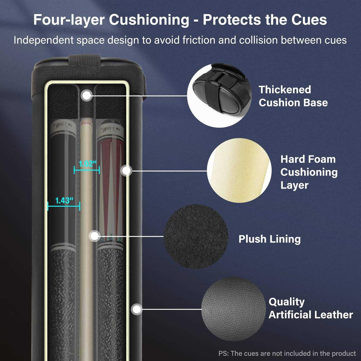 Adhafera Pool Cue Case 2 X 2 Hard Snooker Cue Case - Image 5