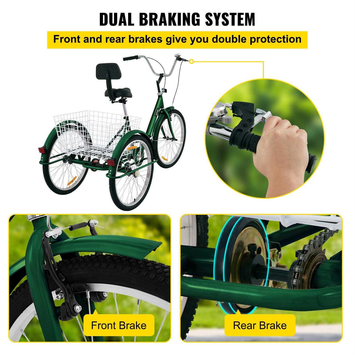 Vevor 26 in. 7-Speed 3-Wheel Adult Tricycle - Image 4