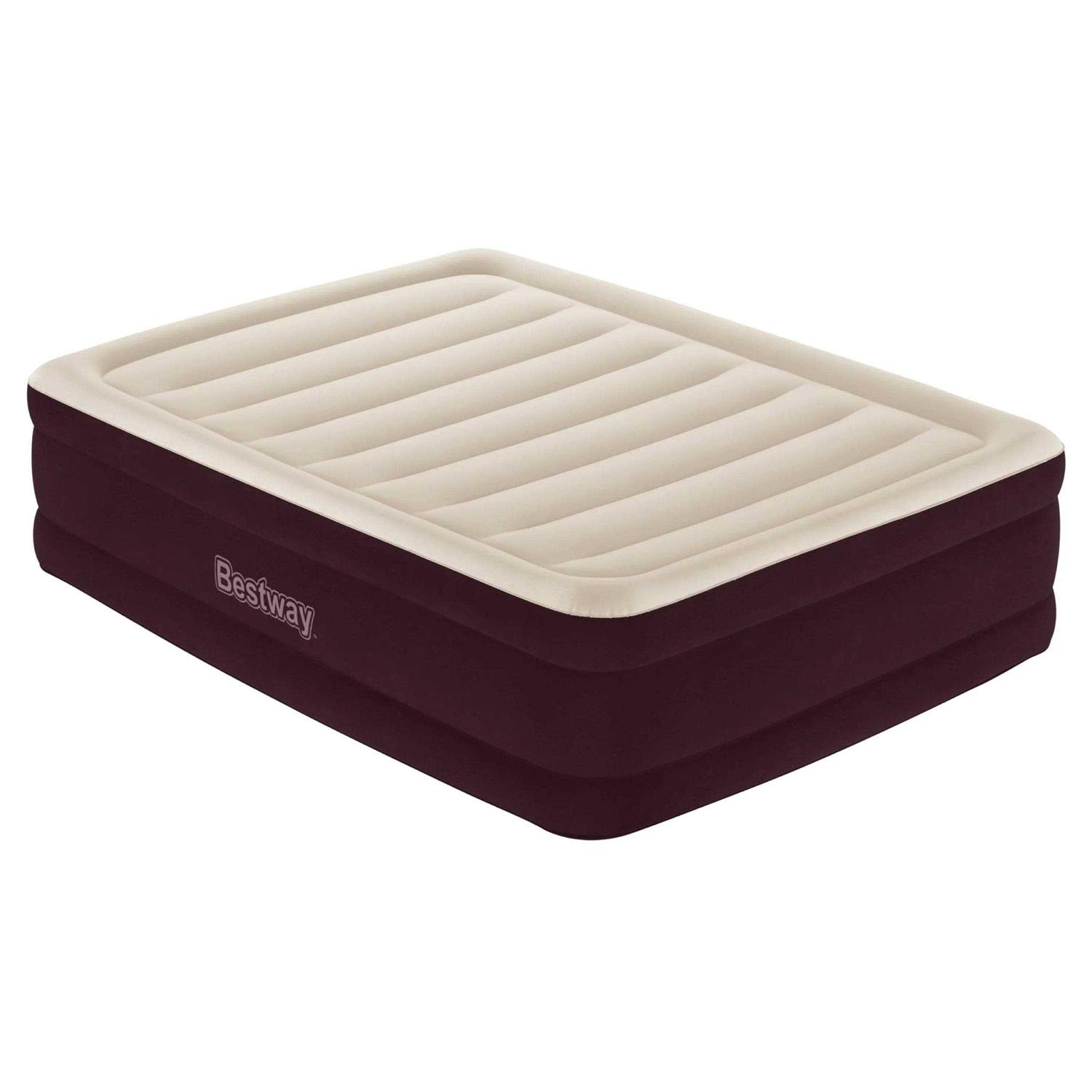 Bestway Maroon 20 Queen Air Mattress with Built in Pump