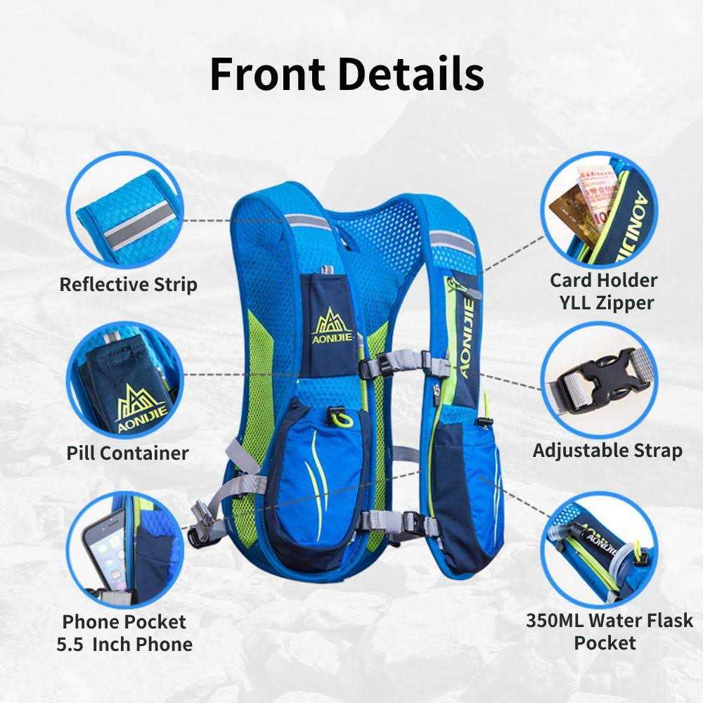 AONIJIE 5L Ultralight Running Vest Hydration Backpack with 250ml Water Bottle - Image 5