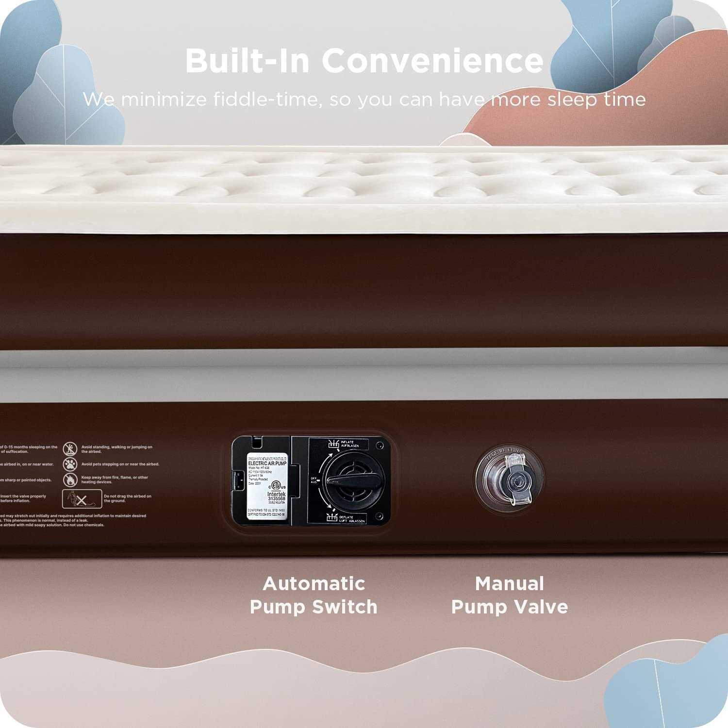 Ciays Air Mattress with Built-in Pump, 16' Elevated Blow Up Mattress with Carrying Bag for Home and Camping - Image 2