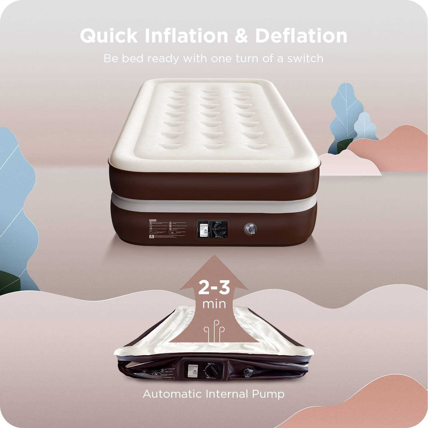 Ciays Air Mattress with Built-in Pump, 16' Elevated Blow Up Mattress with Carrying Bag for Home and Camping - Image 3