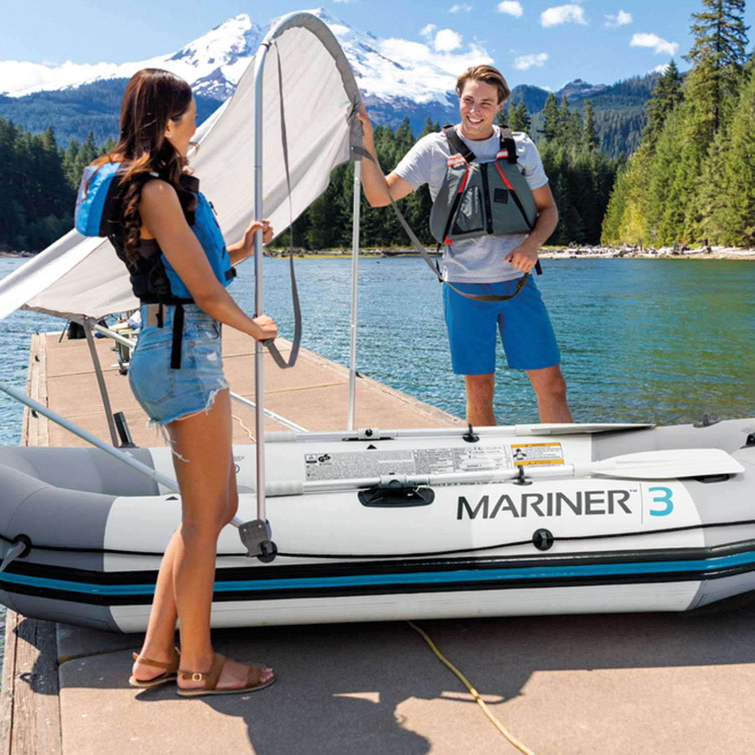 Intex Mariner 3 Person Boat Set with Canopy - Image 5