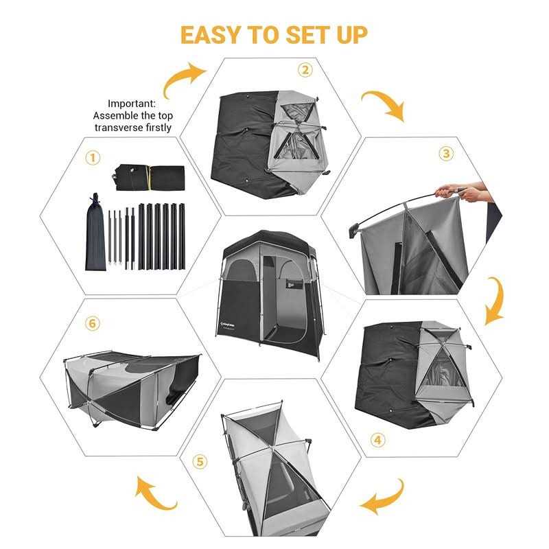KingCamp Camping Shower Tent, Portable Privacy 2 Room - Image 2
