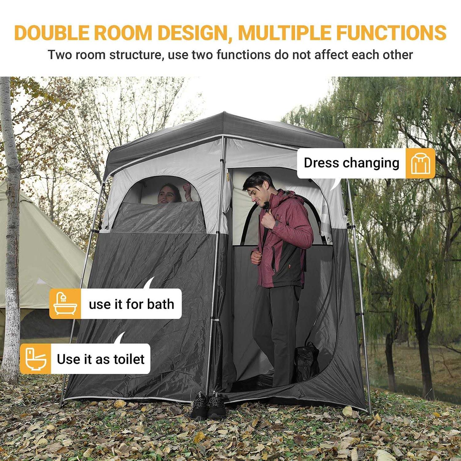 KingCamp Camping Shower Tent, Portable Privacy 2 Room - Image 4