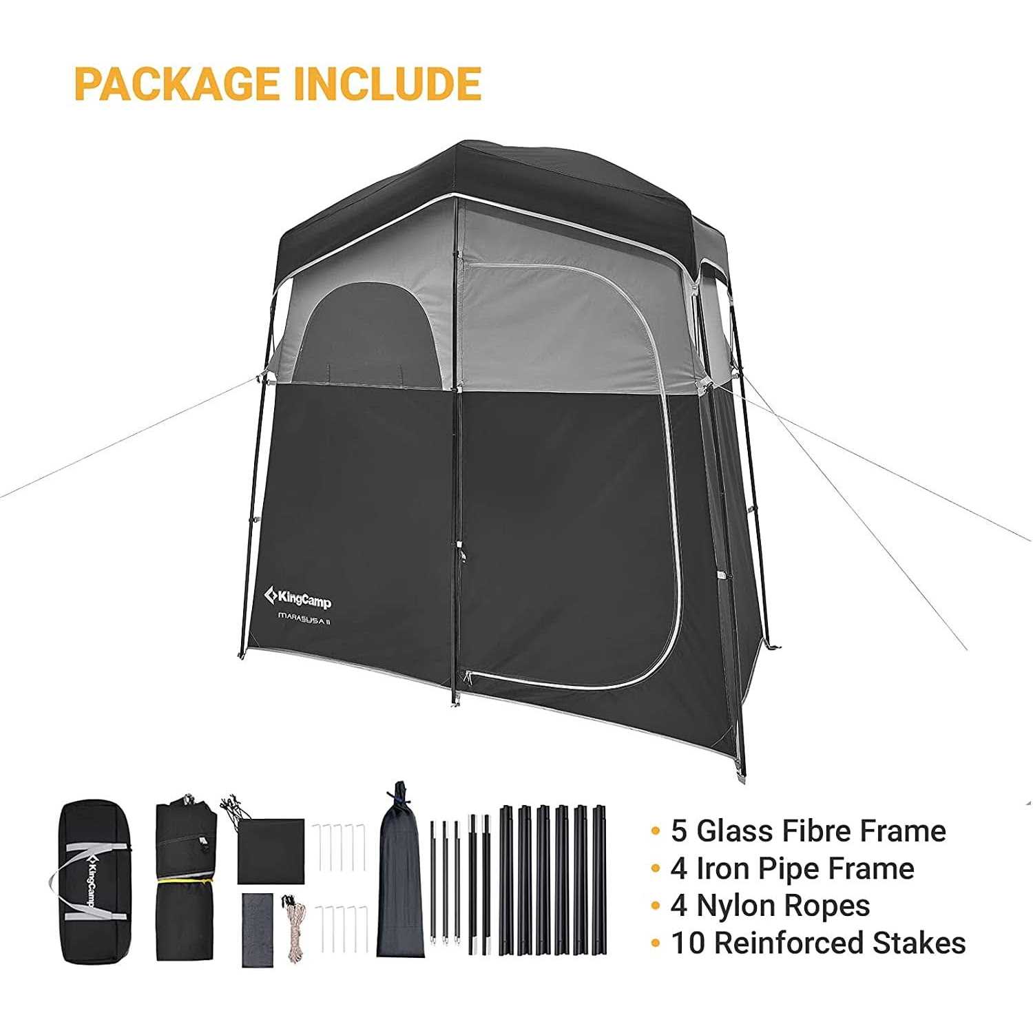 KingCamp Camping Shower Tent, Portable Privacy 2 Room - Image 4