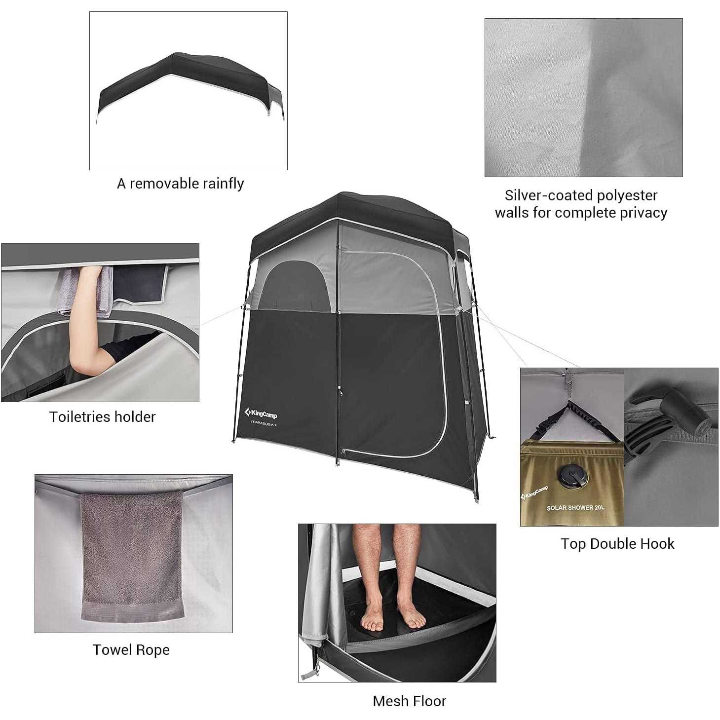 KingCamp Camping Shower Tent, Portable Privacy 2 Room - Image 5