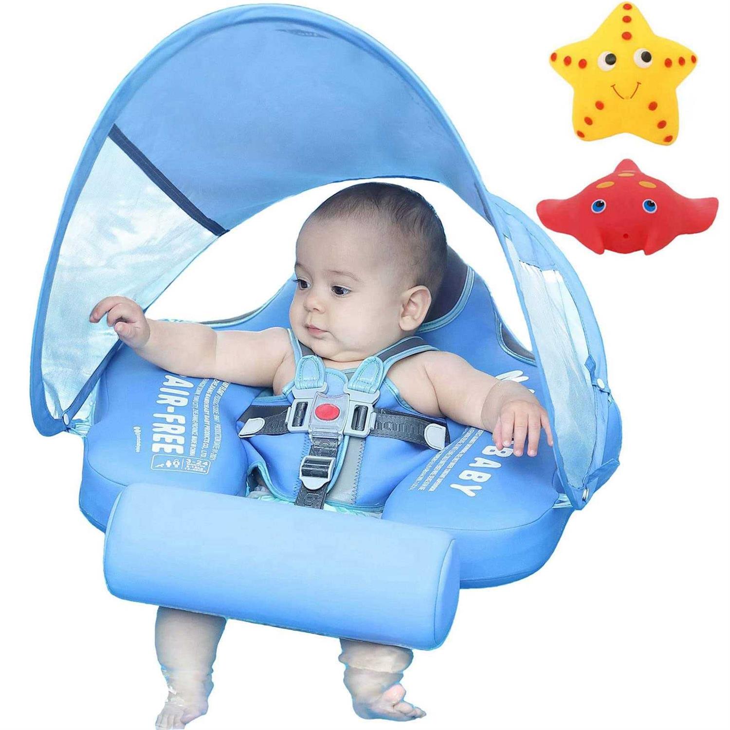 VQ-Ant Mambobaby Float with Canopy Newest Size Improved Non Inflatable Infant Baby Pool Float Smart Mambo Float Swim Trainer Add Tail Baby Swim Float Mambo - Image 3