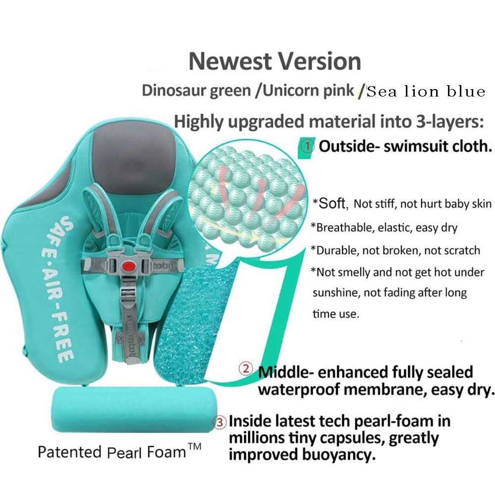 VQ-Ant Mambobaby Float with Canopy Newest Size Improved Non Inflatable Infant Baby Pool Float Smart Mambo Float Swim Trainer Add Tail Baby Swim Float Mambo - Image 3