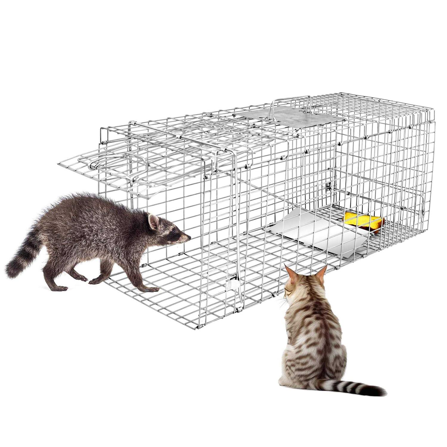 Homgarden Humane Live Animal Cage Trap 32inch Steel Catch Release Rodent Cage For Rabbits