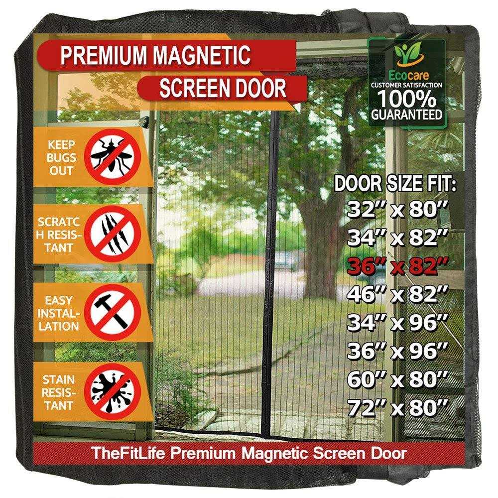 TheFitLife Magnetic Screen Door Heavy Duty Mesh Curtain with Full Frame Hook and Loop Powerful Magnets That Snap Shut Automatically
