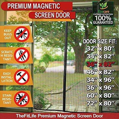 TheFitLife Magnetic Screen Door Heavy Duty Mesh Curtain with Full Frame Hook and Loop Powerful Magnets That Snap Shut Automatically - Image 2