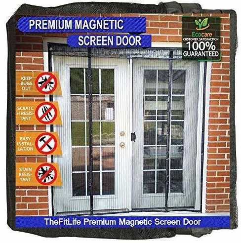 TheFitLife Magnetic Screen Door Heavy Duty Mesh Curtain with Full Frame Hook and Loop Powerful Magnets That Snap Shut Automatically - Image 5