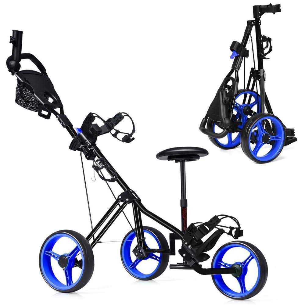 Costway Folding 3 Wheels Golf Push Cart W Scoreboard Adjustable Handle