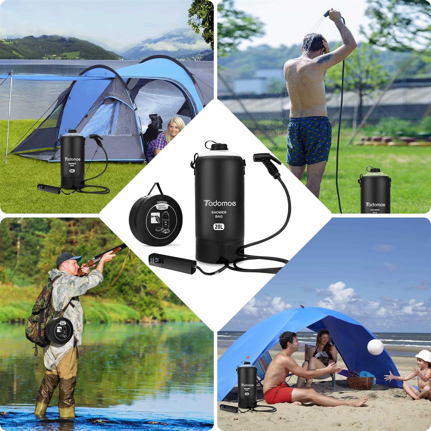 Portable Shower by Tadomoe 5 Gallons/20L Camping Shower Bag with Portable Shower Pump,Solar Shower with Hot Water,Leak Proof Handy Nozzle Temperature - Image 5