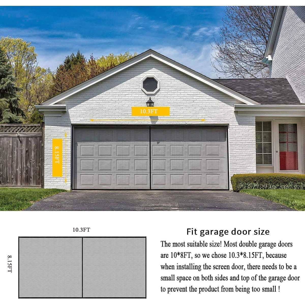 LIAMST Garage Door Screen Car Garage Doors Reinforced Fiberglass Door Screen,Stronger High Energy Magnets Hands Free Magnetic Screen - Image 4