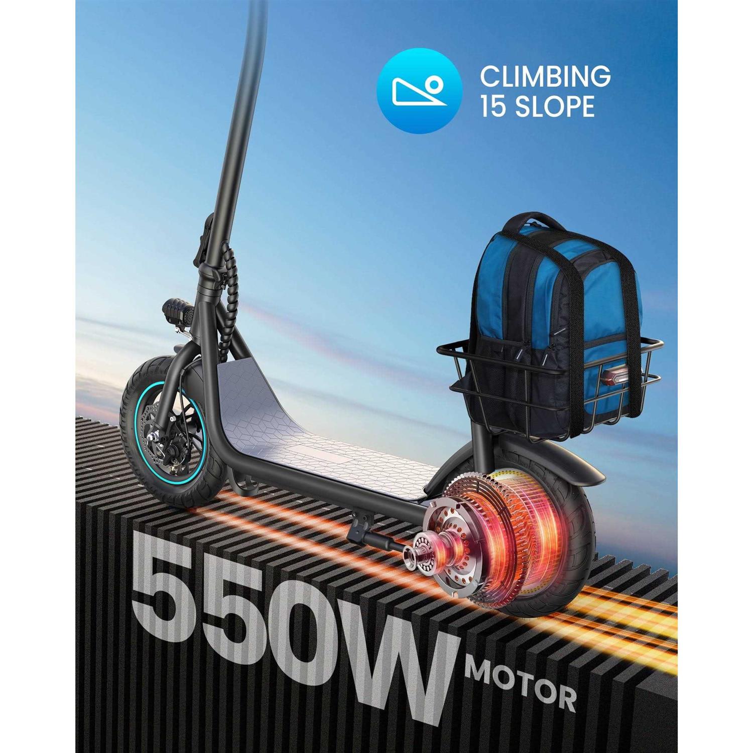 Gyroor electric scooter with detachable basket,550w with 12inch tires - Image 2