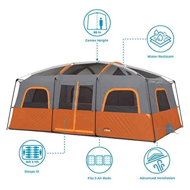 Core Equipment 12-Person Straight Wall Cabin Tent - Image 5