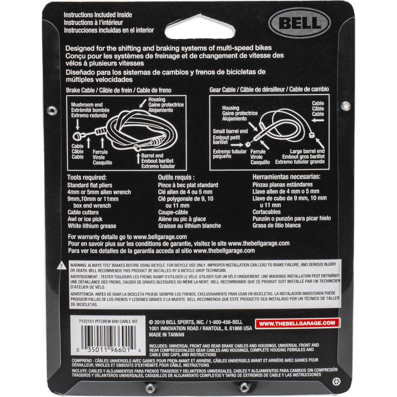 Bell Sports Pit Crew 600 Bicycle Shifter Cable Set - Image 3