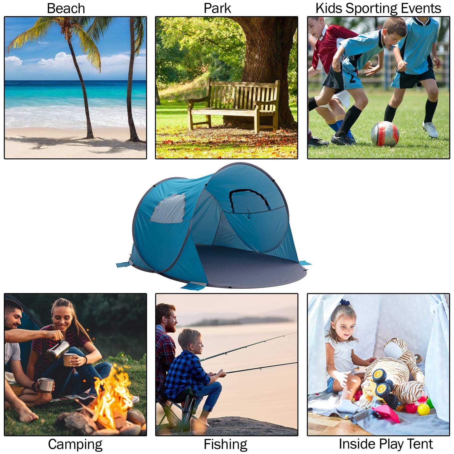 Wakeman Pop Up Beach Tent with UV Protection and Ventilation Window - Image 4