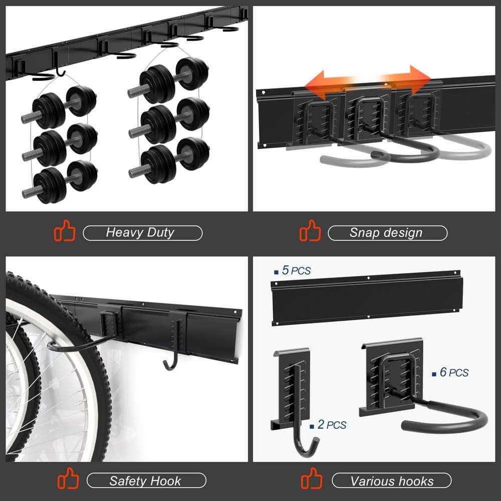 2 in. x 4 in. Garage Bike Storage Rack w/8 Hooks & 5 Broad Indoor Wall Mount Hanger for 6 Bicycles up to 300 lbs. w/Stud - Image 5