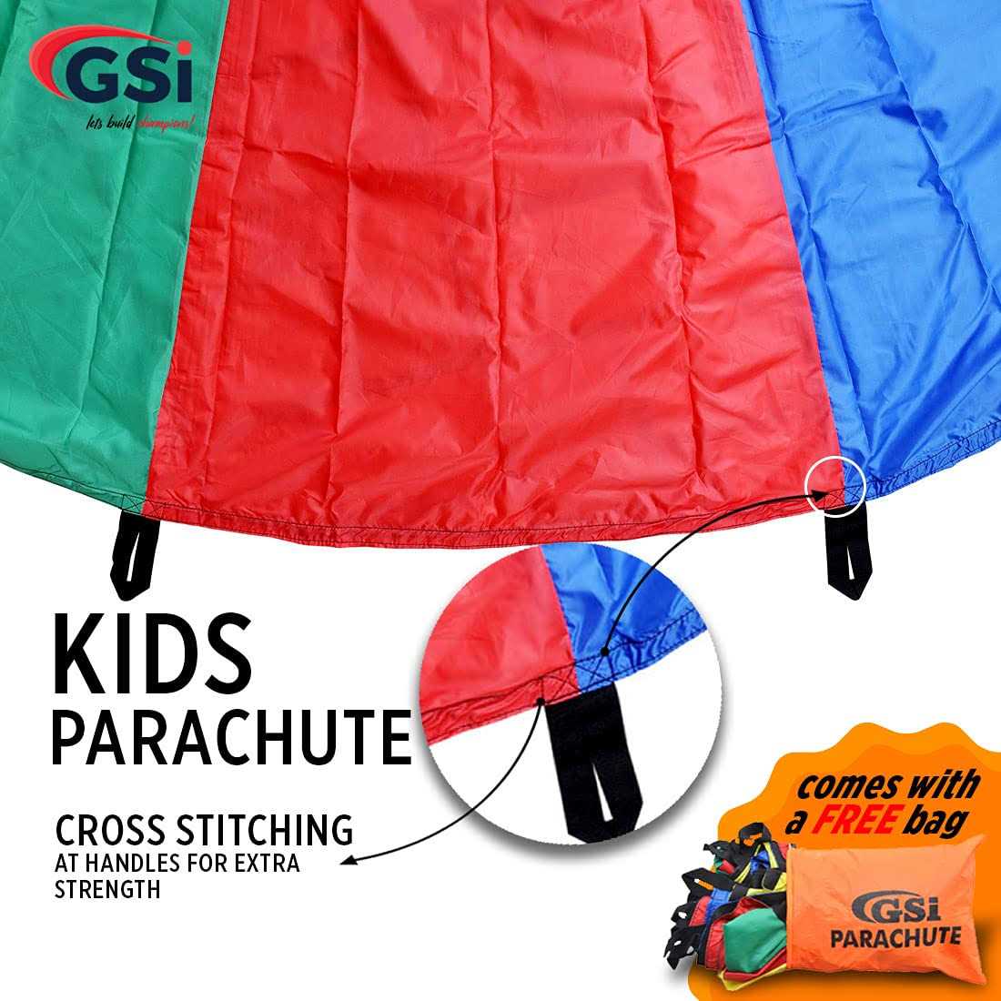 Gsi Kids Play Parachute Rainbow Parachute Toy Tent Game for Children Cooperative Play and Outdoor Playground - Image 5