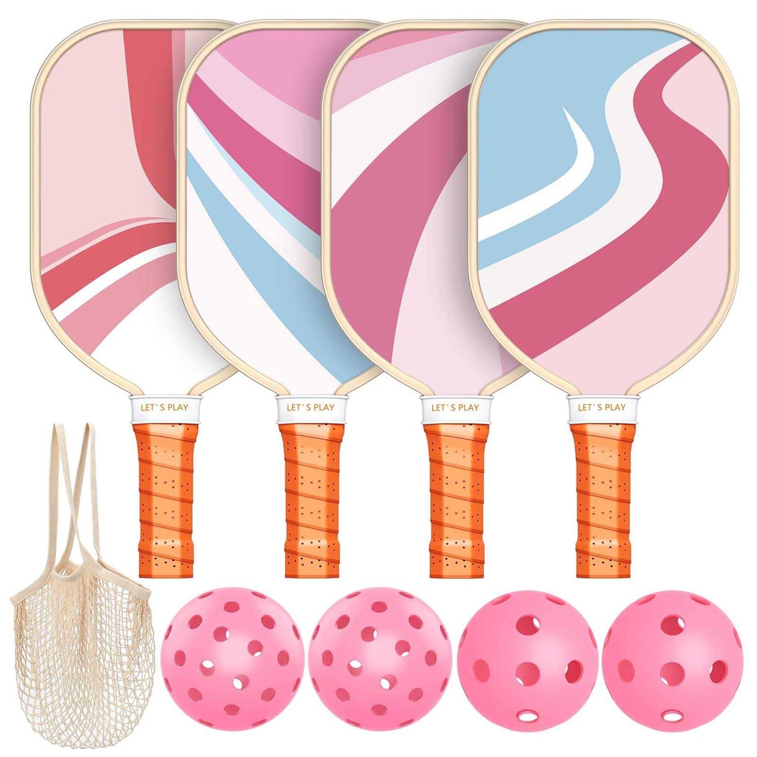 Sprypals Pickleball Paddles, USAPA Approved Pickleball Set of 4 with 4 Pickleball Balls and 1 Carry Bag Premium Wood Pickleball Rackets