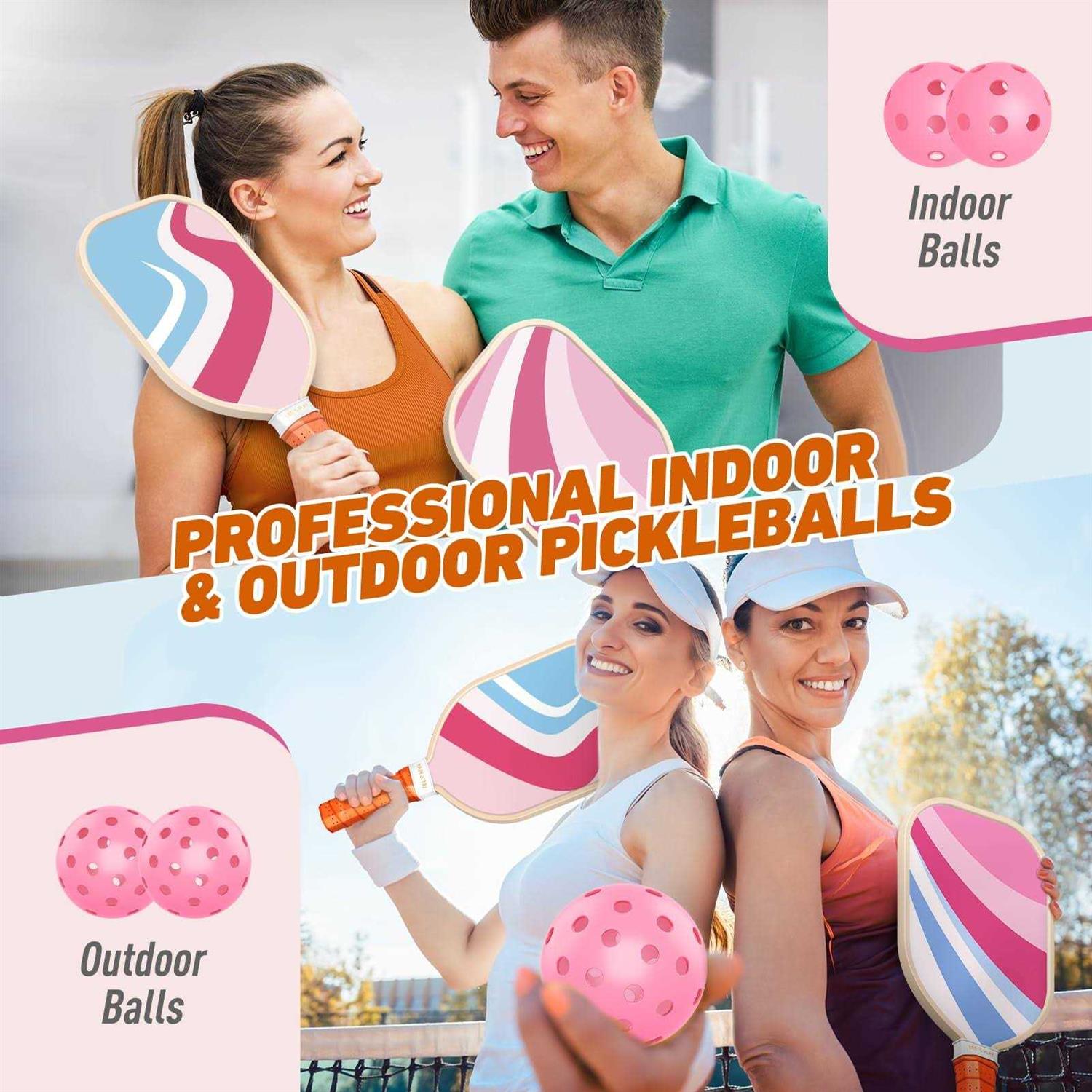 Alternative view of Sprypals Pickleball Paddles, USAPA Approved Pickleball Set of 4 with 4 Pickleball Balls and 1 Carry Bag Premium Wood Pickleball Rackets