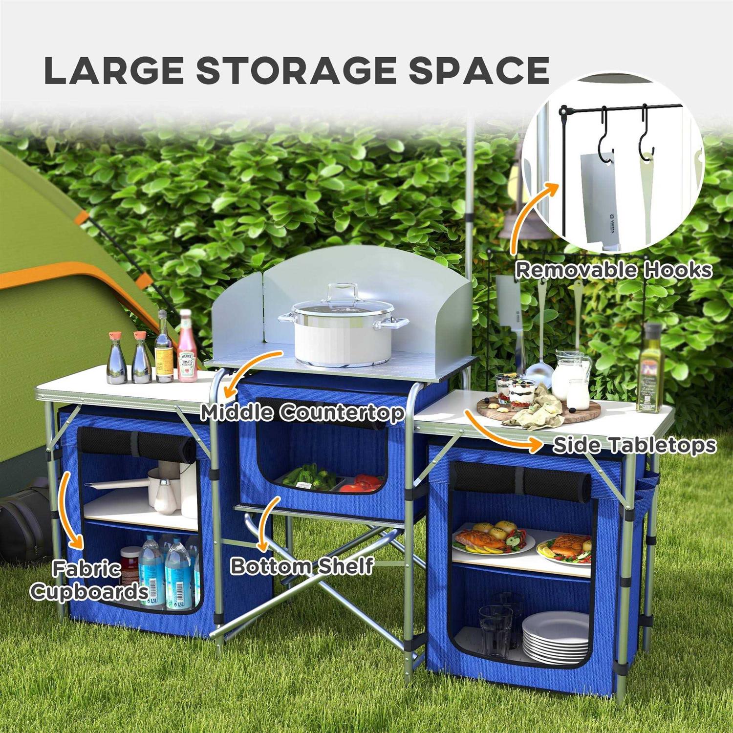 Outsunny Camping Kitchen Table Portable Folding Camp Kitchen - Image 5