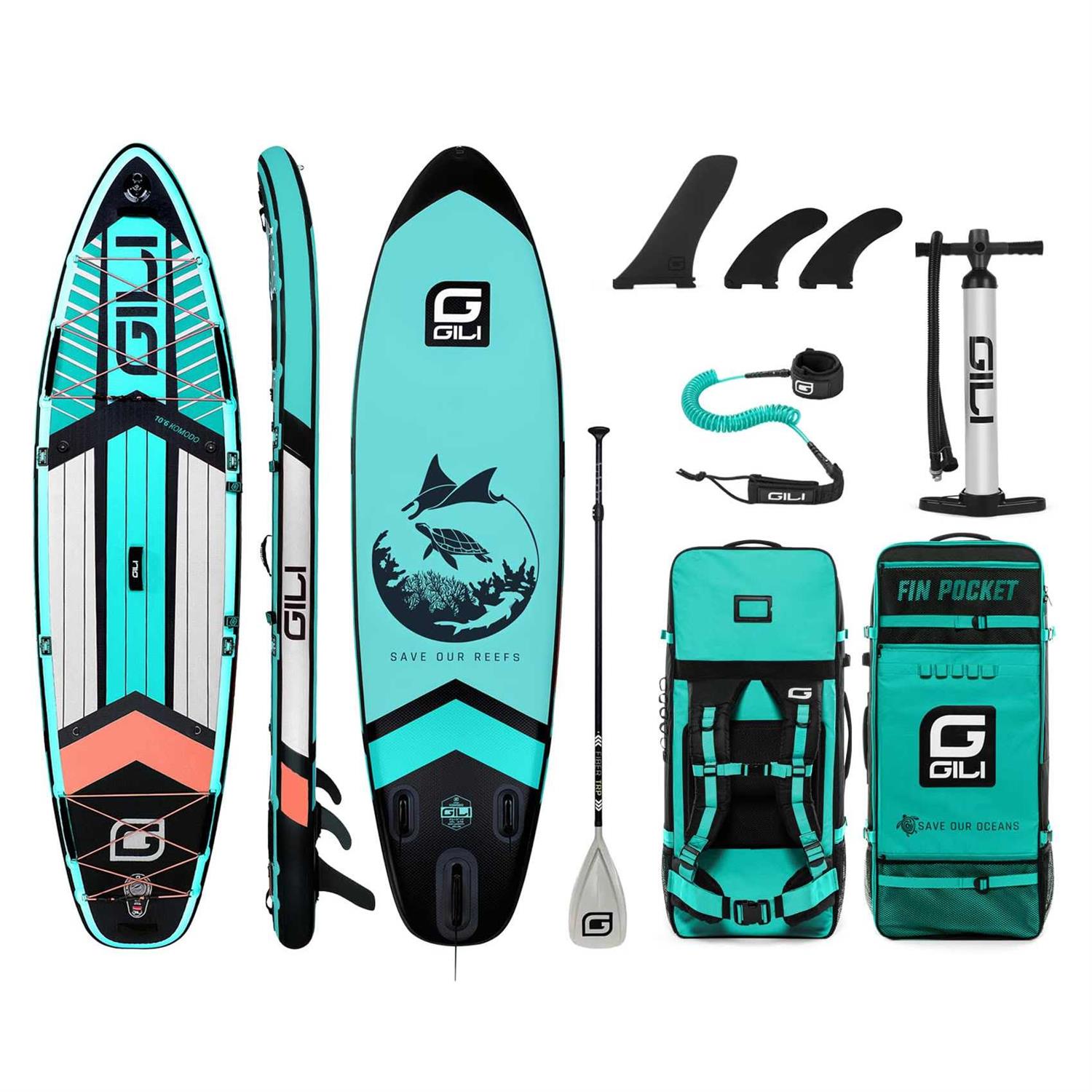 GILI Komodo Inflatable Stand Up Paddle Board 10'6 Long x 33 Wide x 6 Thick