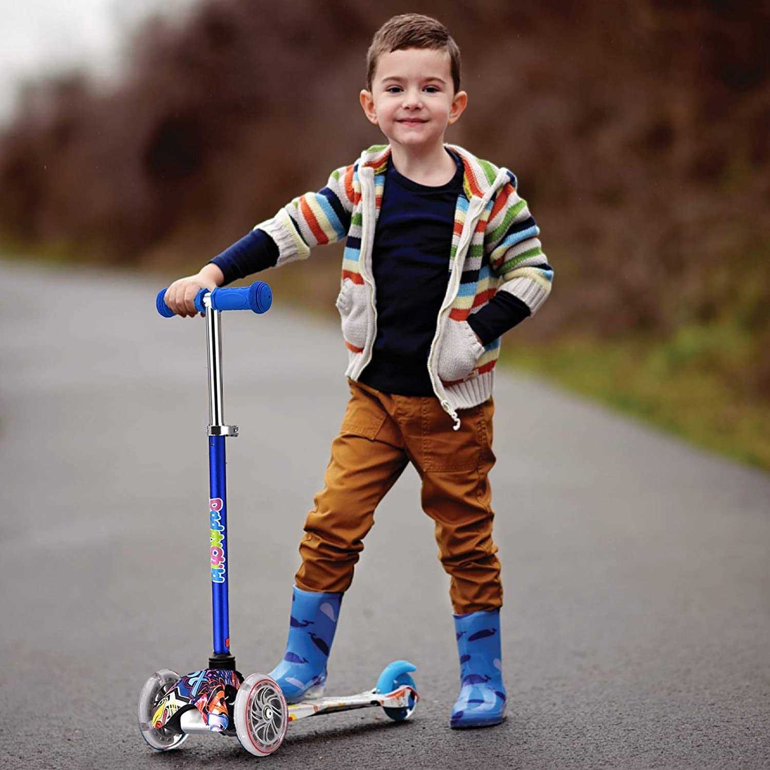 DADDYCHILD 3 Wheel Scooters for Kids, Kick Scooter for Toddlers 3-6 Years Old, Boys and Girls Scooter with Light Up Wheels - Image 3
