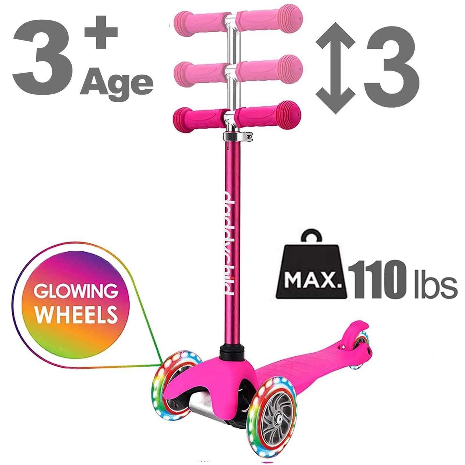 DADDYCHILD 3 Wheel Scooters for Kids, Kick Scooter for Toddlers 3-6 Years Old, Boys and Girls Scooter with Light Up Wheels - Image 5