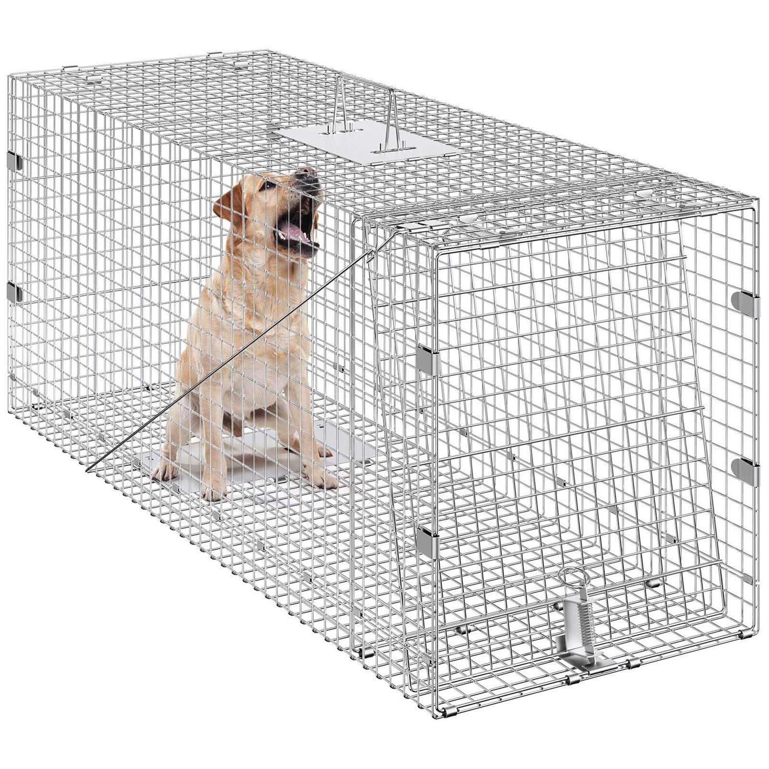 VEVOR Live Animal Cage Trap 42 x 16 x 18 Humane Cat Trap Galvanized Iron YBL42YC00000NH9IXV0 - Image 4