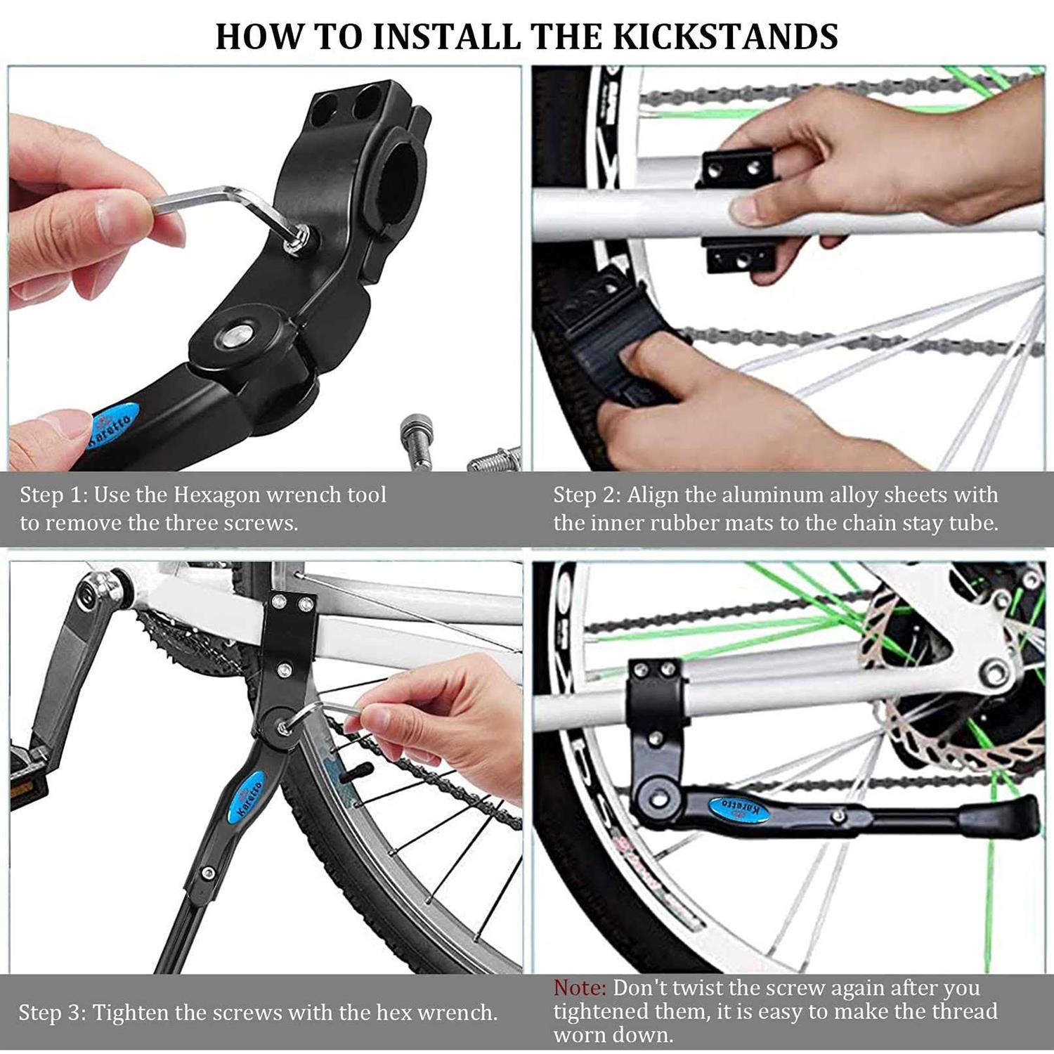 Karetto Bike Kickstand Adjustable Rear Side Bicycle Stand Kickstand Fit Bike Kick Stand For Mountain Bike Road Bicycles - Image 5