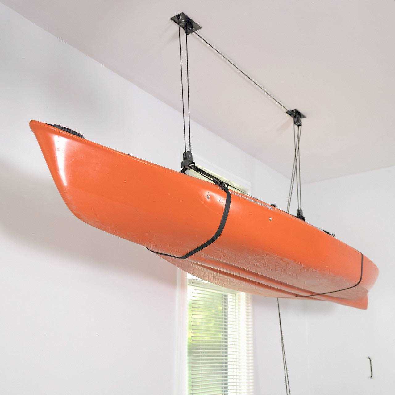 StoreYourBoard Kayak and Canoe Ceiling Pulley System Garage Mount Storage Hoist